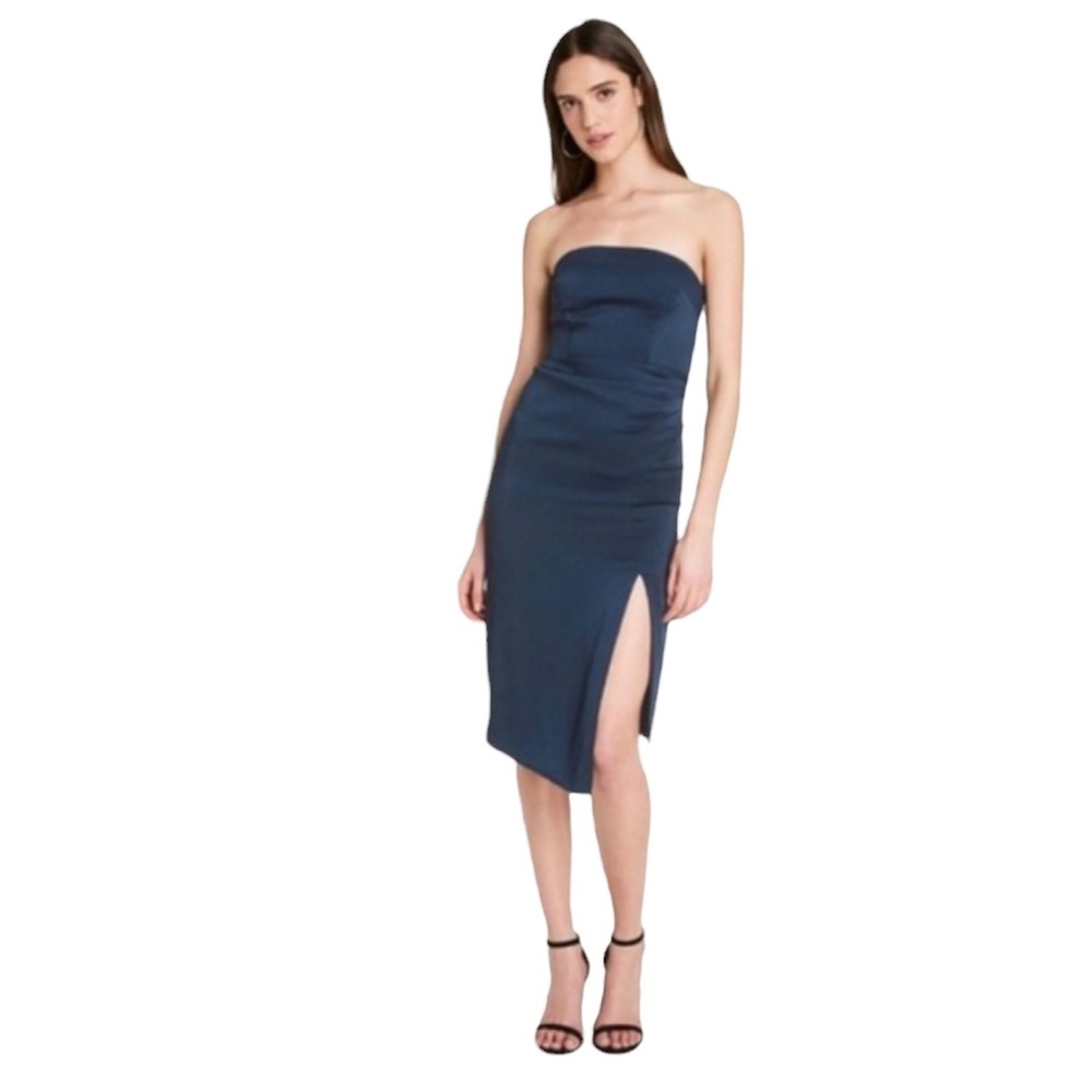 Cushnie x Target Navy Blue Strapless Side-Slit Asymmetrical-Hem Dress Size 4 NWT
